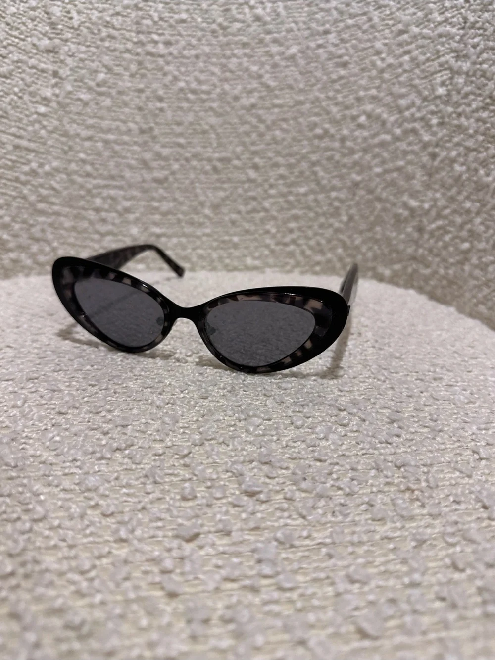 Cat-Eye Tortoiseshell Sunglasses - Black Lenses